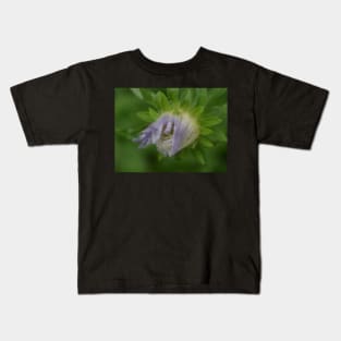 Purple flower with rain drops Kids T-Shirt